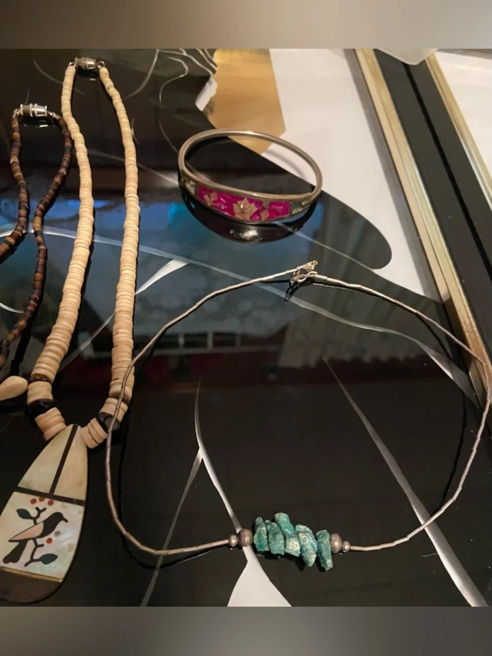 Vintage Native American- 3Necklaces, 1Bracelet, &1 pair Earrings #100